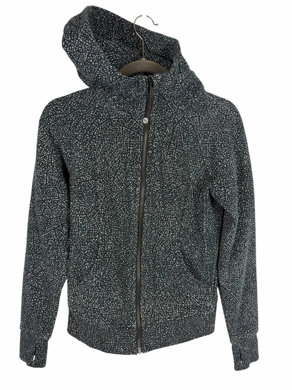 Lululemon Scuba Hoodie 4 Night View White Black Cotton Fleece Full Zip